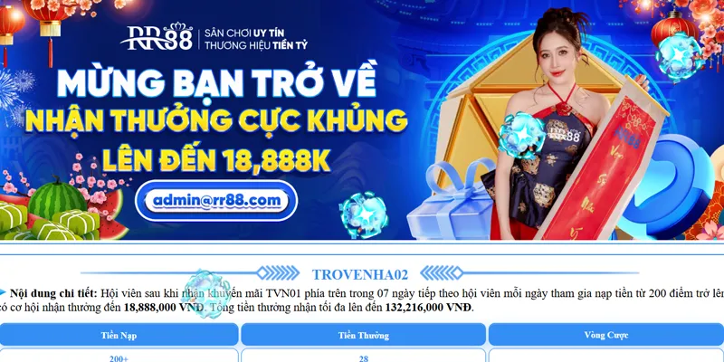 RR88 🏆 Link Trang Chủ RR88.COM Vuýp 🎉 Đăng Ký Thưởng +88K 30 Mừng bạn trở về RR88